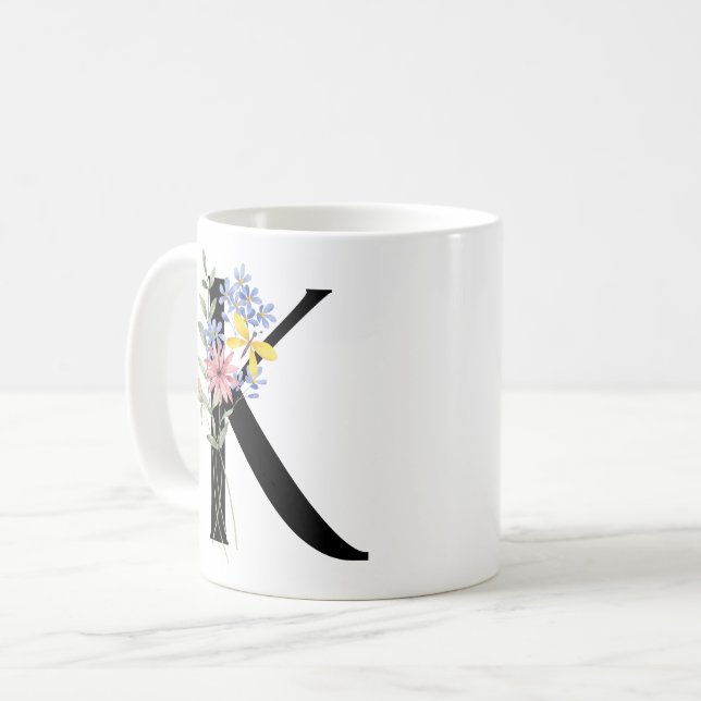 Letter K with flowers Coffee Mug (Front Left)