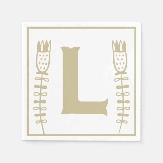 Letter L Alphabet Block Gender Neutral Baby Shower Napkin (Front)
