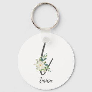  Letter L and floral personalised Key Ring
