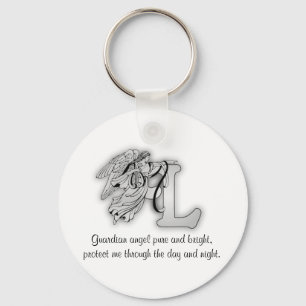 Letter L angel monogram alphabet initial Key Ring