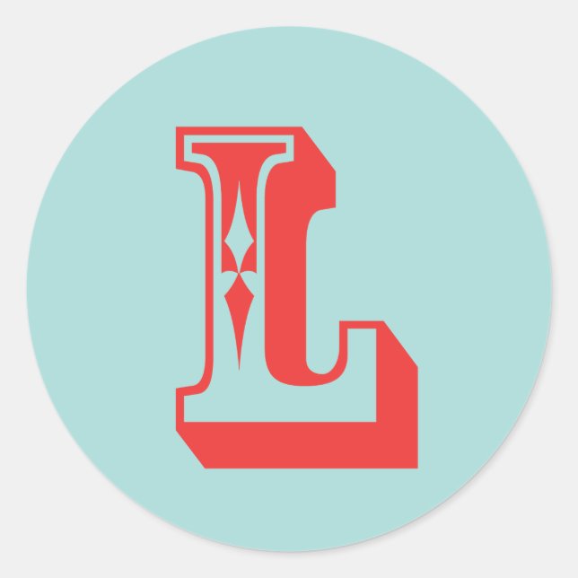 Letter L carnival style monogram initial favour Classic Round Sticker (Front)