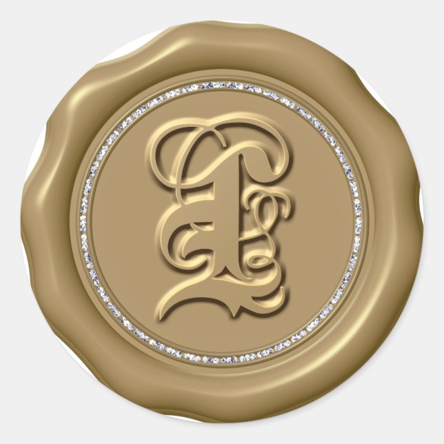*~* Letter L Diamond Circle GOLD Wax Seal Stickers (Front)