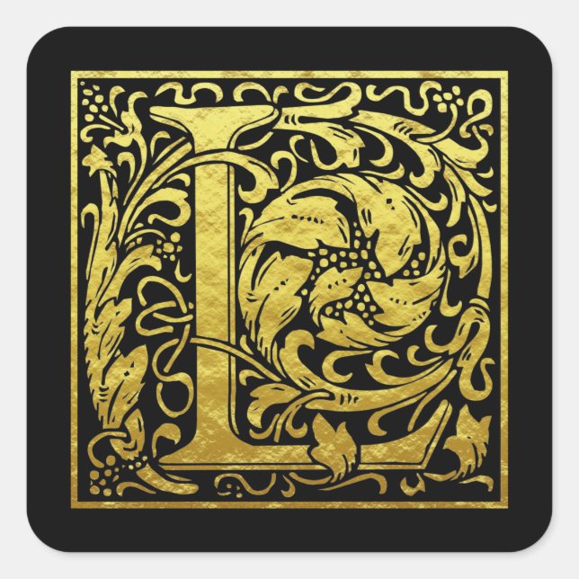 Letter L First Letter Faux Gold Sticker (Front)