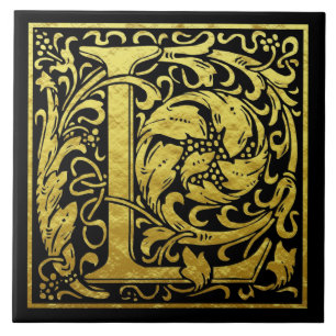 Letter L First Letter Faux Gold Tile