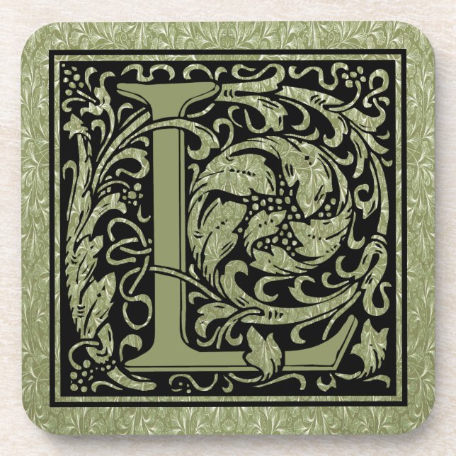 Letter L First Letter Monogram Coaster (Front)