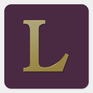 Letter L Gold Square Sticker