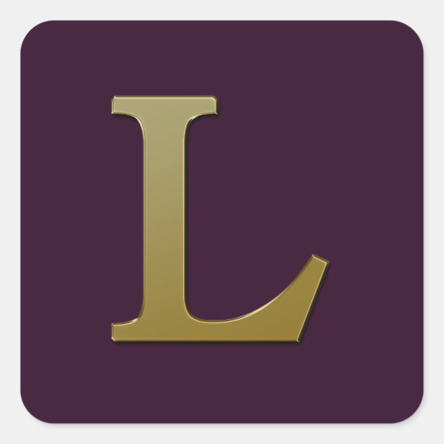 Letter L Gold Square Sticker (Front)