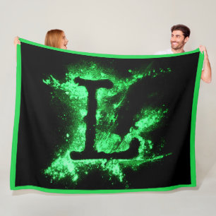 Letter L Green Capital Alphabet Fleece Blanket