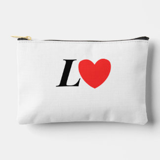 Letter L Heart - Valentine Initial Love Design Accessory Pouch