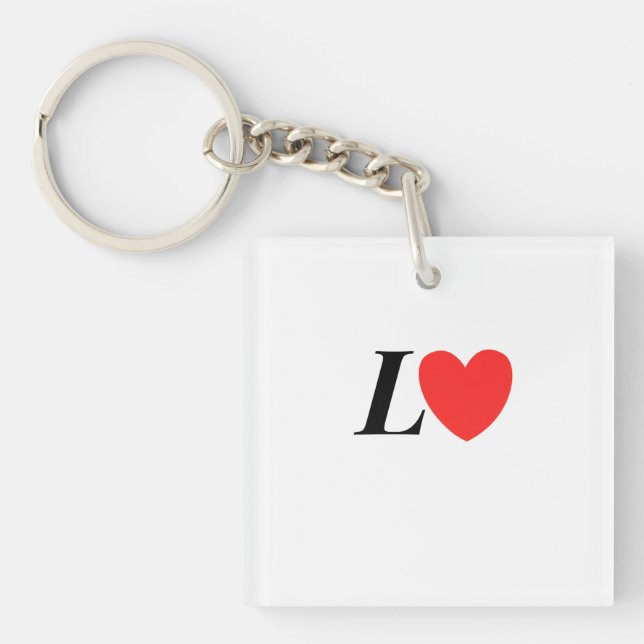 Letter L Heart - Valentine Initial Love Design Key Ring (Front)
