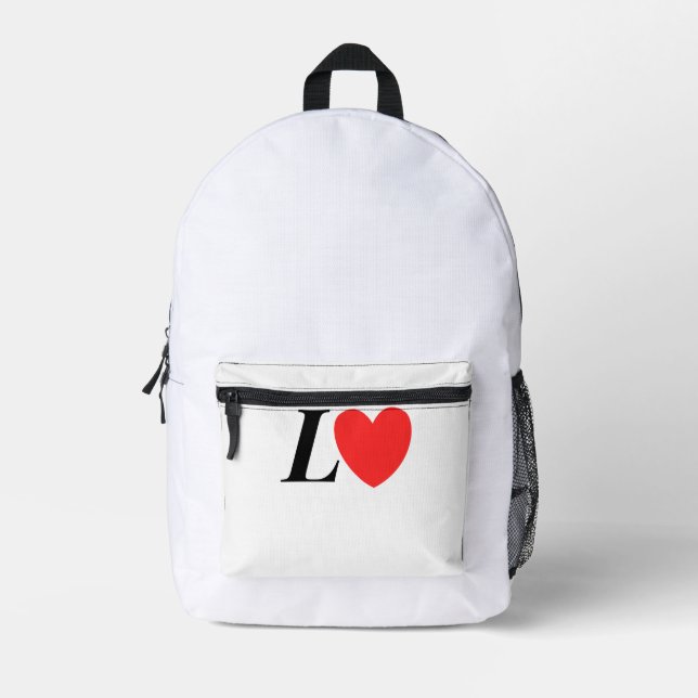 Letter L Heart - Valentine Initial Love Design Printed Backpack (Front)