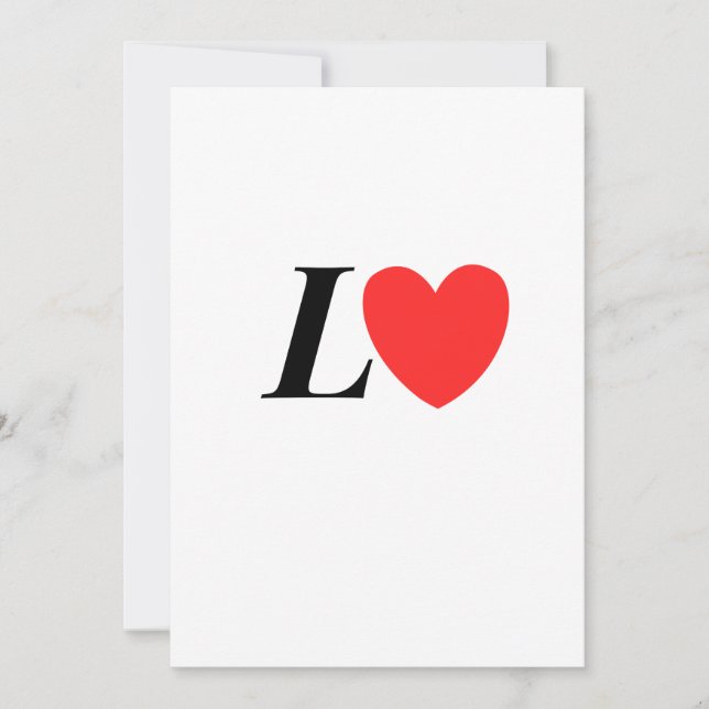 Letter L Heart - Valentine Initial Love Design Thank You Card (Front)
