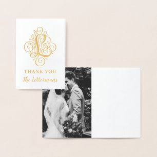 Letter L Initial Elegant Flourish Monogram Name Foil Card