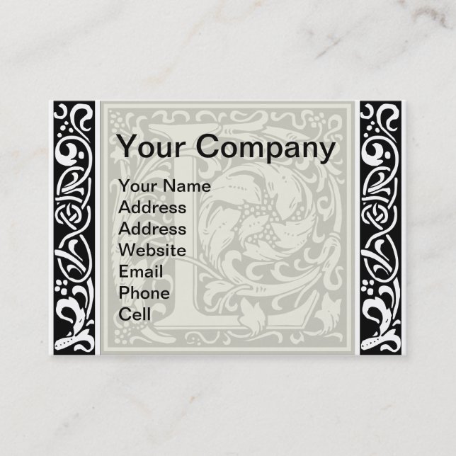 Letter L Mediaeval Monogram Art Nouveau Business Card (Front)