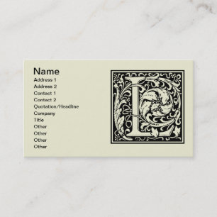 Letter L Mediaeval Monogram Art Nouveau Business Card