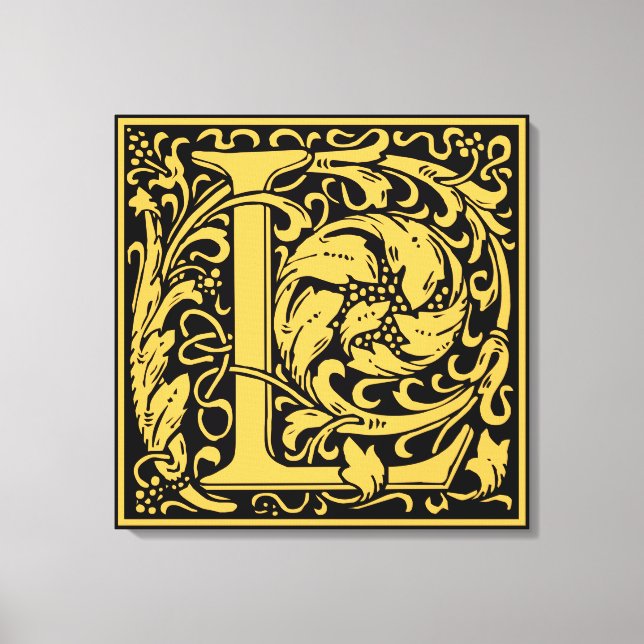 Letter L Mediaeval Monogram Art Nouveau Canvas Print (Front)