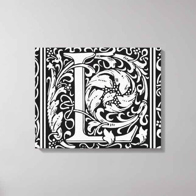 Letter L Mediaeval Monogram Art Nouveau Canvas Print (Front)