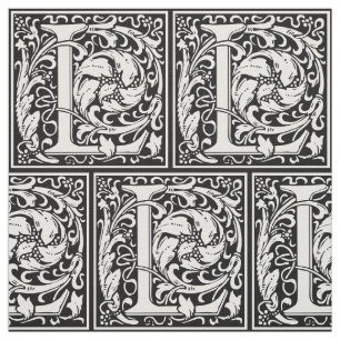 Letter L Mediaeval Monogram Art Nouveau Fabric