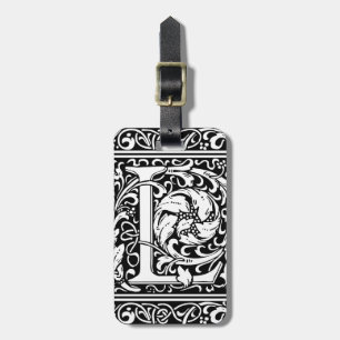 Letter L Mediaeval Monogram Art Nouveau Luggage Tag