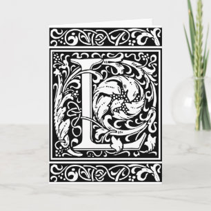 Letter L Mediaeval Monogram Art Nouveau Note Card