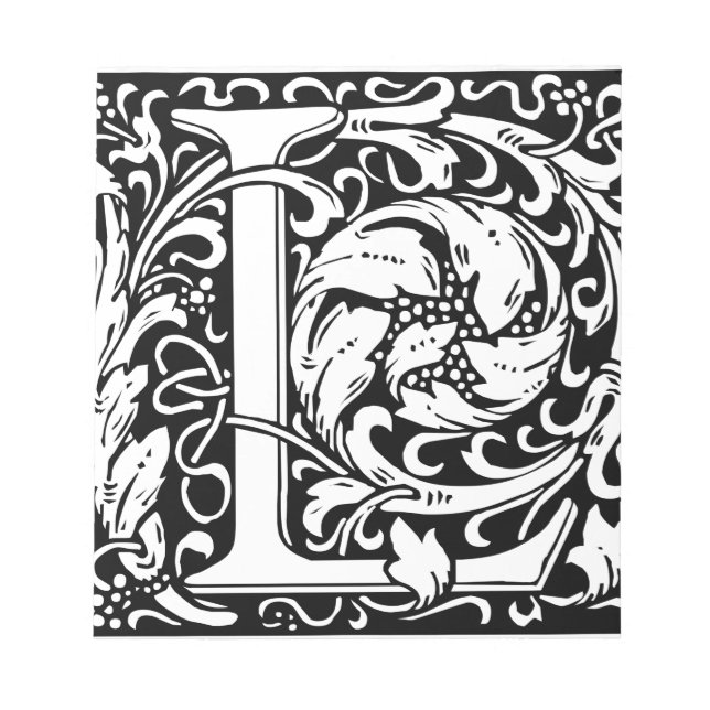 Letter L Mediaeval Monogram Art Nouveau Notepad (Front)