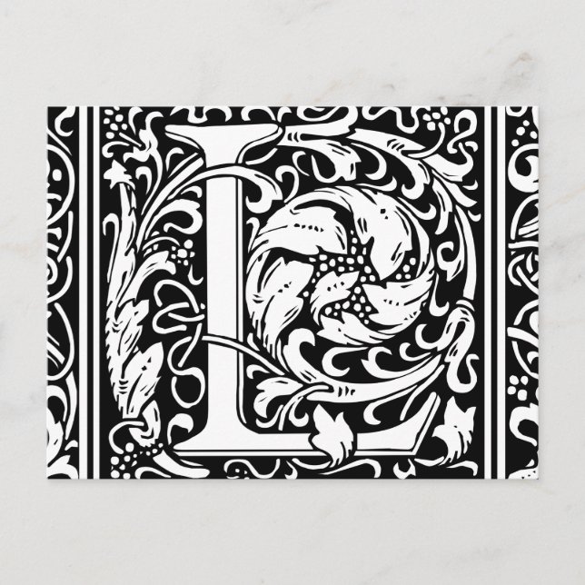 Letter L Mediaeval Monogram Art Nouveau Postcard (Front)