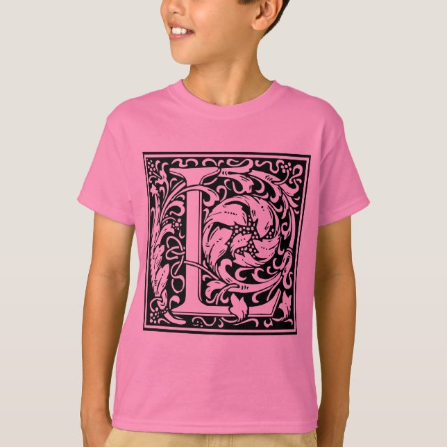 Letter L Mediaeval Monogram Art Nouveau T-Shirt (Front)