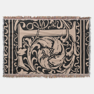 Letter L Mediaeval Monogram Art Nouveau Throw Blanket