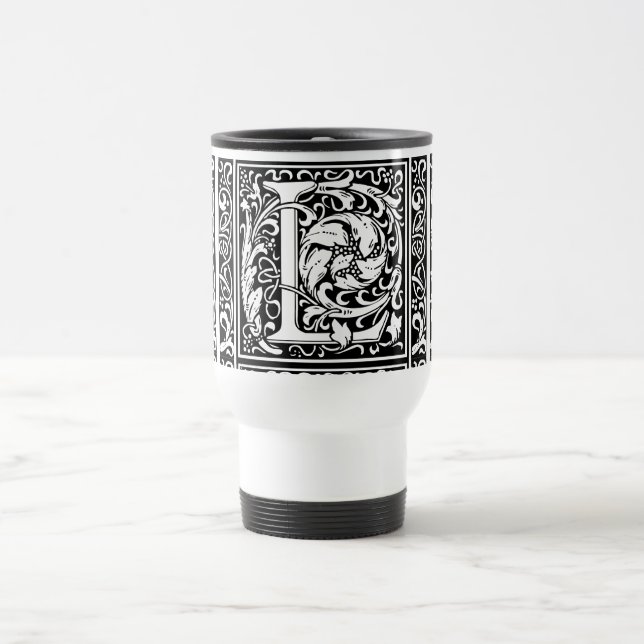 Letter L Mediaeval Monogram Art Nouveau Travel Mug (Center)