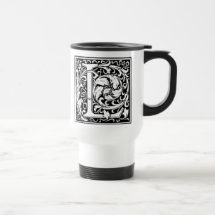 Letter L Mediaeval Monogram Art Nouveau Travel Mug