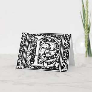 Letter L Mediaeval Monogram Vintage Initial Note Card