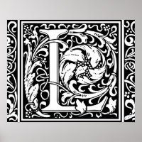 Letter L Mediaeval Monogram Vintage Initial