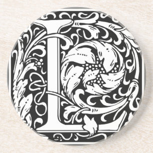 Letter L Medieval Monogram Vintage Initial Coaster