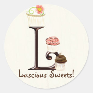 Letter L Monogram Cupcake Logo Business Stickers