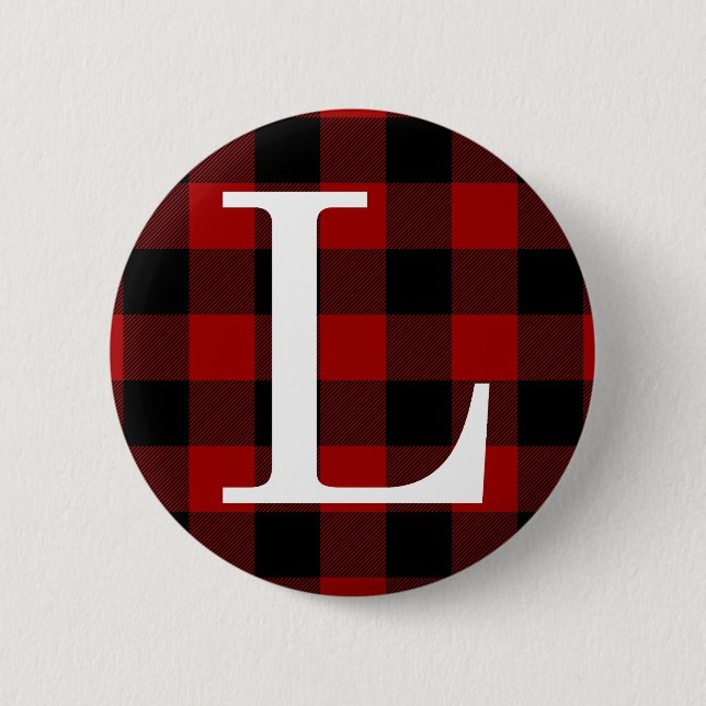 Letter L Monogram First Name Buffalo Plaid Pattern 6 Cm Round Badge (Front)