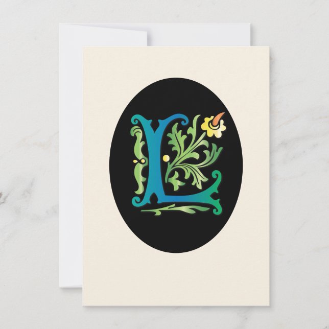 Letter L Monogram Fleur de lis Invitation (Front)