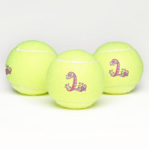 Letter L monogram girls personalised doodle art Tennis Balls