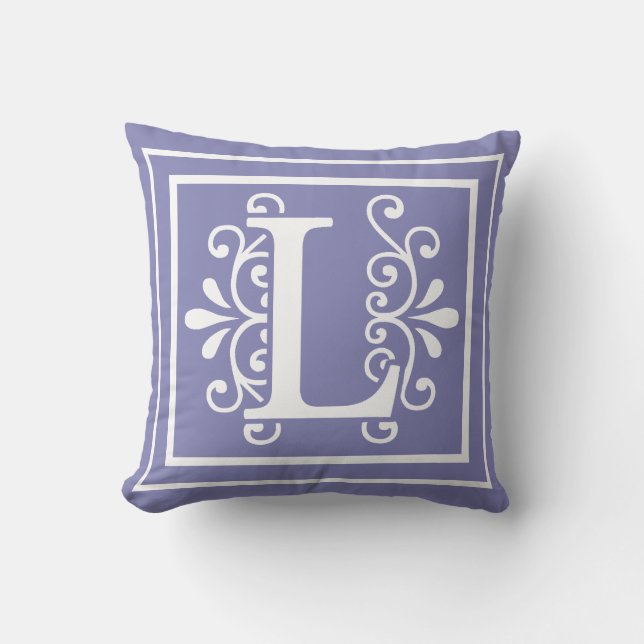 Letter L Monogram Periwinkle Purple Cushion (Front)