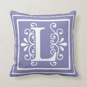 Letter L Monogram Periwinkle Purple Cushion
