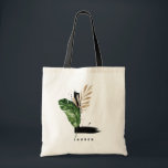 Letter L Monogram | Tropical Leaves Bridesmaid Tote Bag<br><div class="desc">Customizable letter L monogram tote bag featuring watercolor tropical palm leaf,  faux gold foil leaf and black watercolor brush accents. Personalize this tropical monogram tote bag by adding your name or other details. This boho letter L monogram bag will be perfect as a gift. Other letters are available.</div>