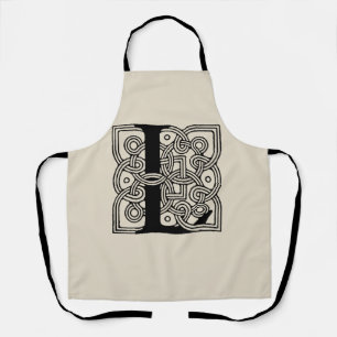 Letter L Monogram Vintage Celtic Knot Print Apron