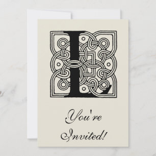 Letter L Monogram Vintage Celtic Knot Print Invitation