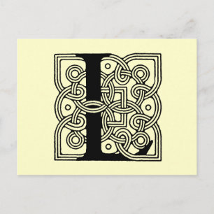 Letter L Monogram Vintage Celtic Knot Print Postcard