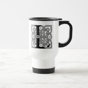 Letter L Monogram Vintage Celtic Knot Print Travel Mug
