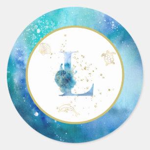 *~*  LETTER L -  Nautical Beach Envelope  Sticker