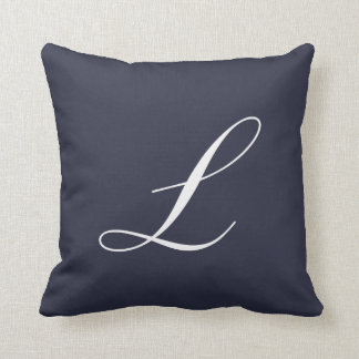 Letter L Navy Blue Monogram Pillow