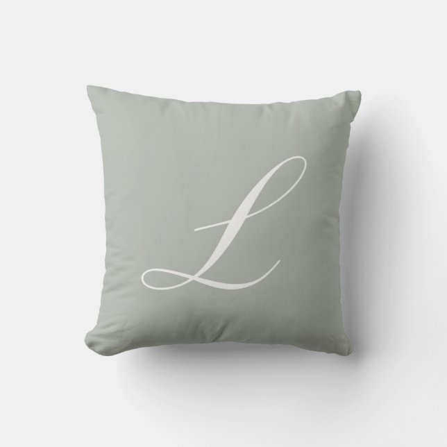 Letter L Silver Grey Monogram Pillow (Front)