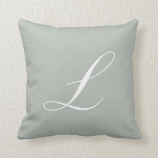 Letter L Silver Grey Monogram Pillow