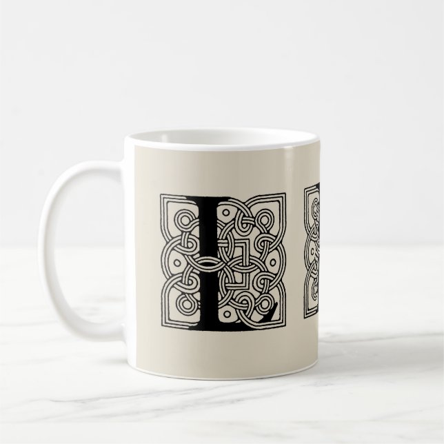 Letter L Vintage Celtic Knot Monogram Coffee Mug (Left)
