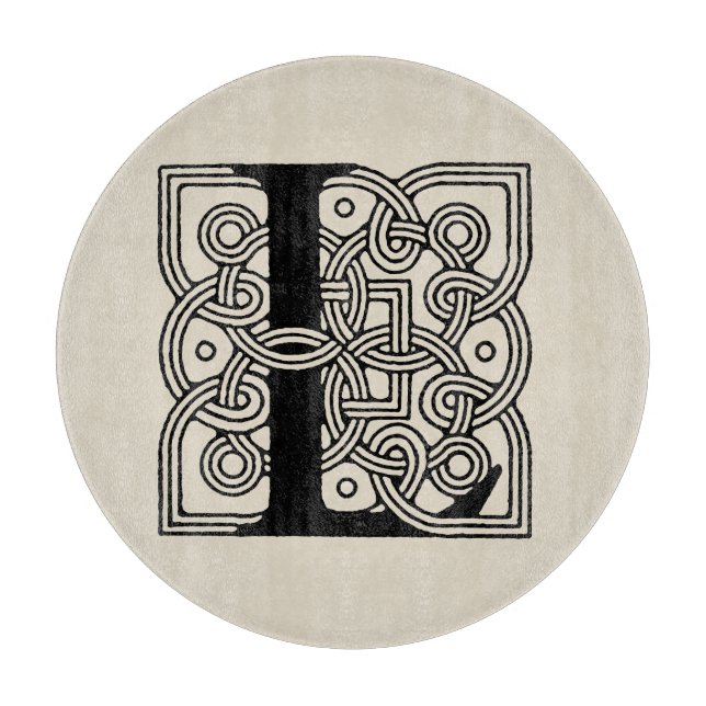 Letter L Vintage Celtic Knot Monogram Cutting Board (Front)
